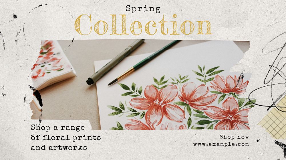 Spring collection blog banner template, editable text