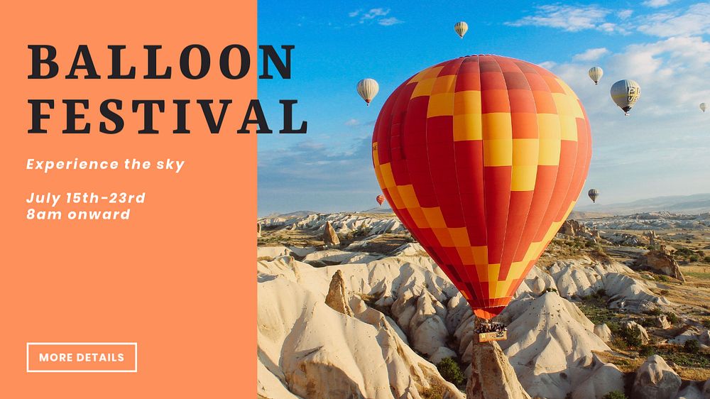 Balloon festival blog banner template, editable text