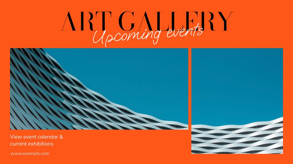 Art gallery events blog banner template, editable text