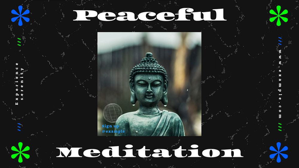 Peaceful meditation blog banner template, editable text