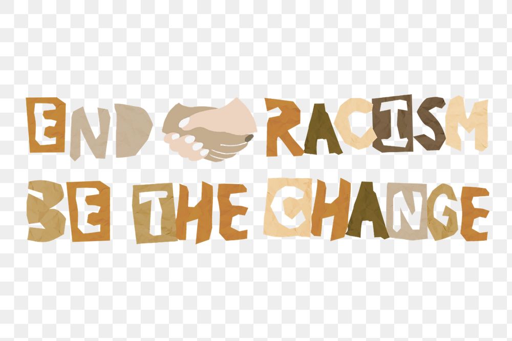 End racism png editable word, social movement transparent background