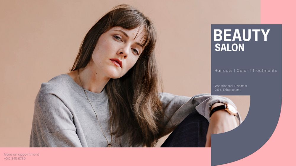 Beauty salon blog banner template, editable text