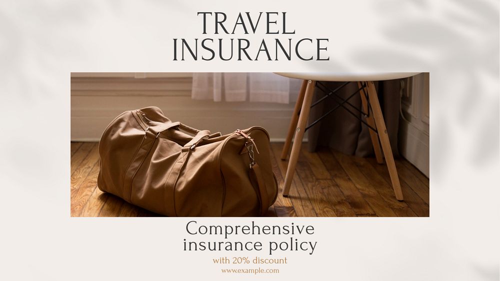 Travel insurance blog banner template, editable text