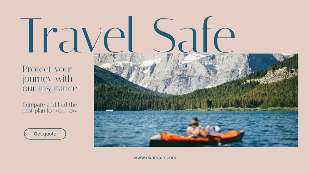 Travel insurance blog banner template, editable text