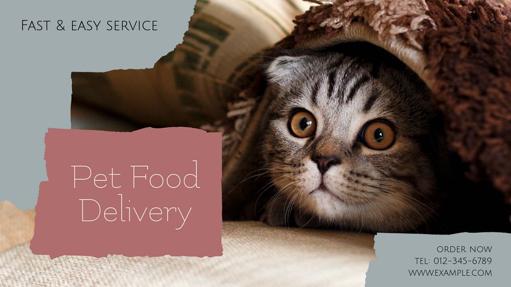 Pet food delivery blog banner template, editable text