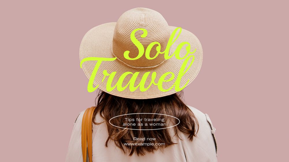 Solo travel blog banner template, editable text