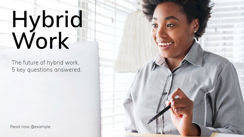 Hybrid work blog banner template, editable text