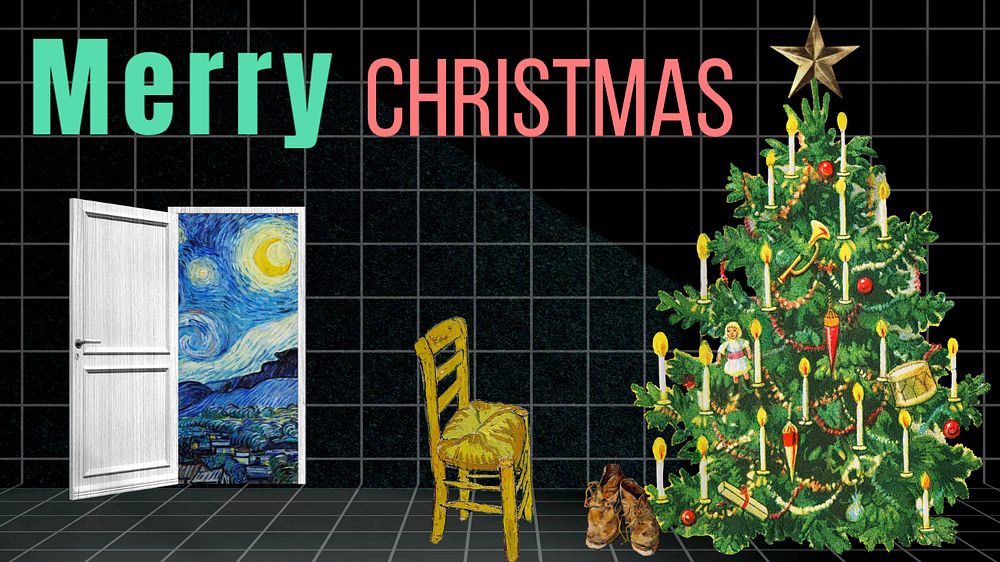 Merry Christmas blog banner template, famous Van Gogh's illustrations, remixed by rawpixel.