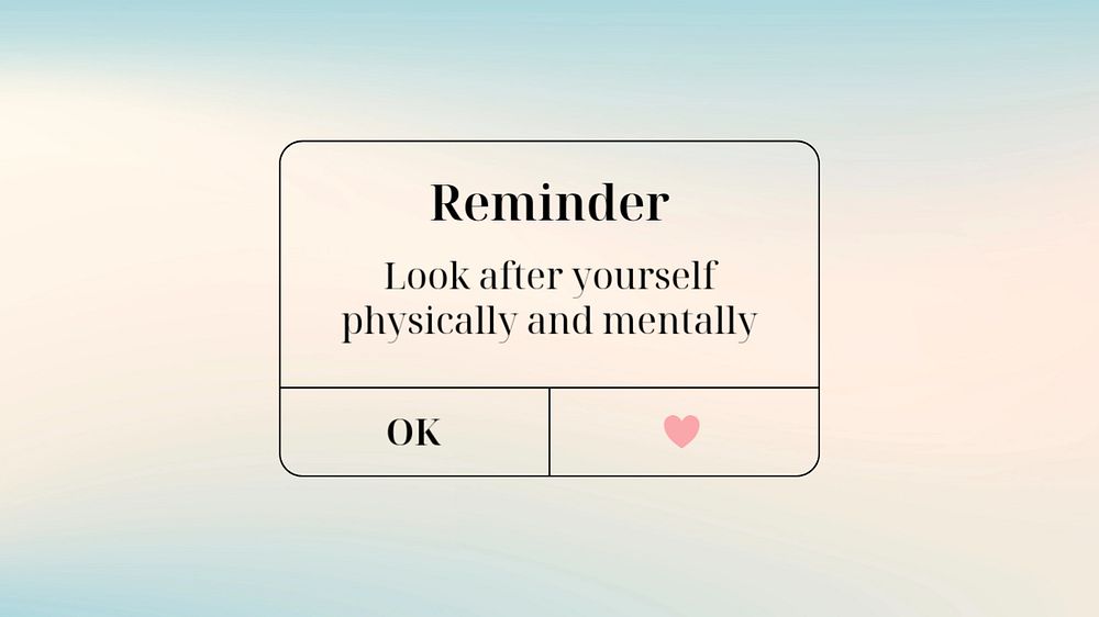 Reminder blog banner, cute self love design 