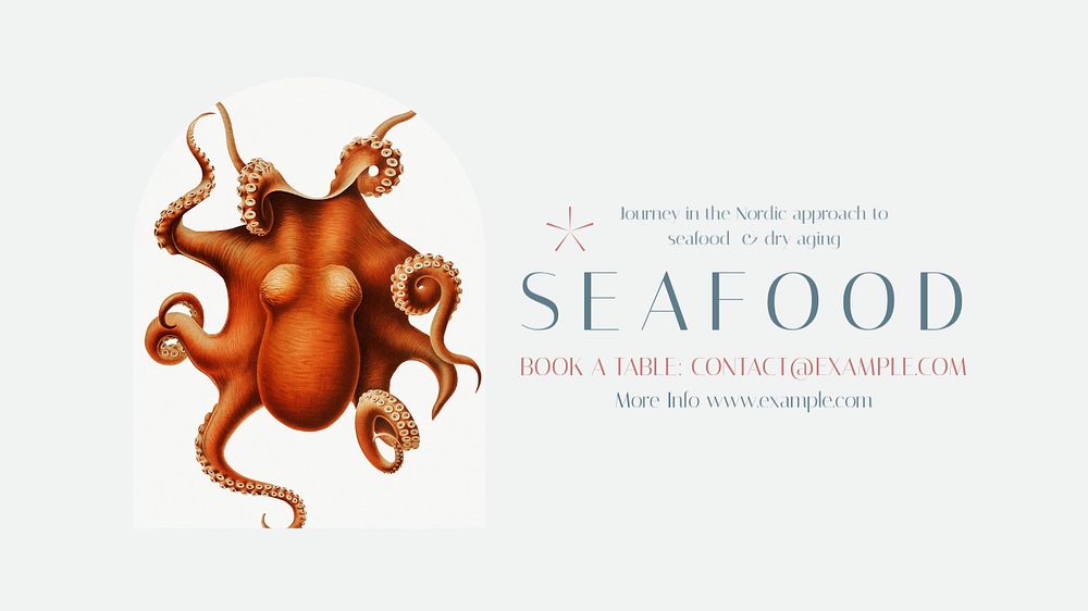 Seafood restaurant blog banner template, editable text