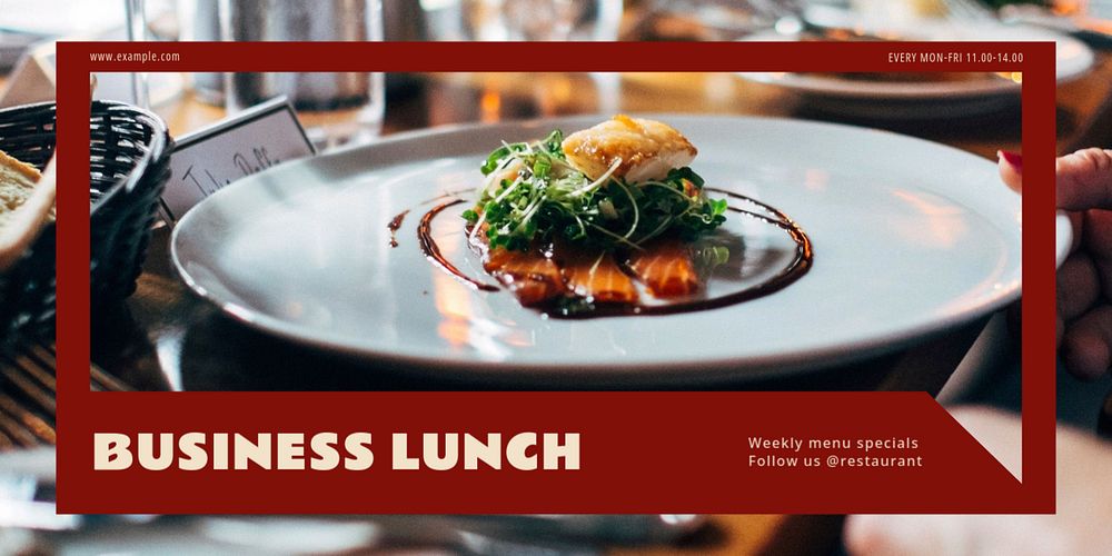 Business lunch  Twitter ad template, editable text