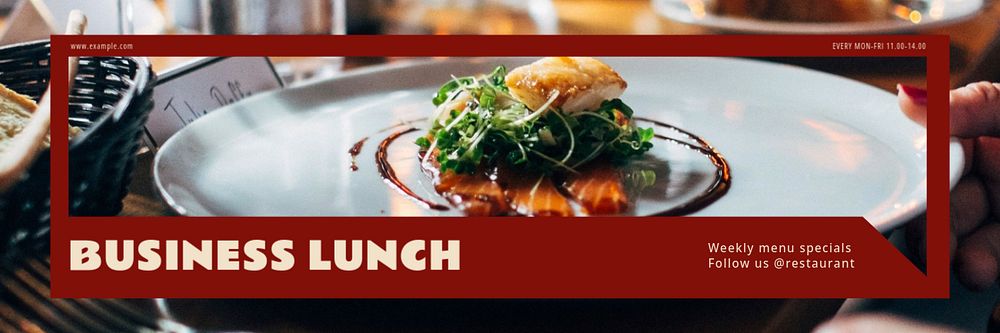 Business lunch  Twitter header template, editable text