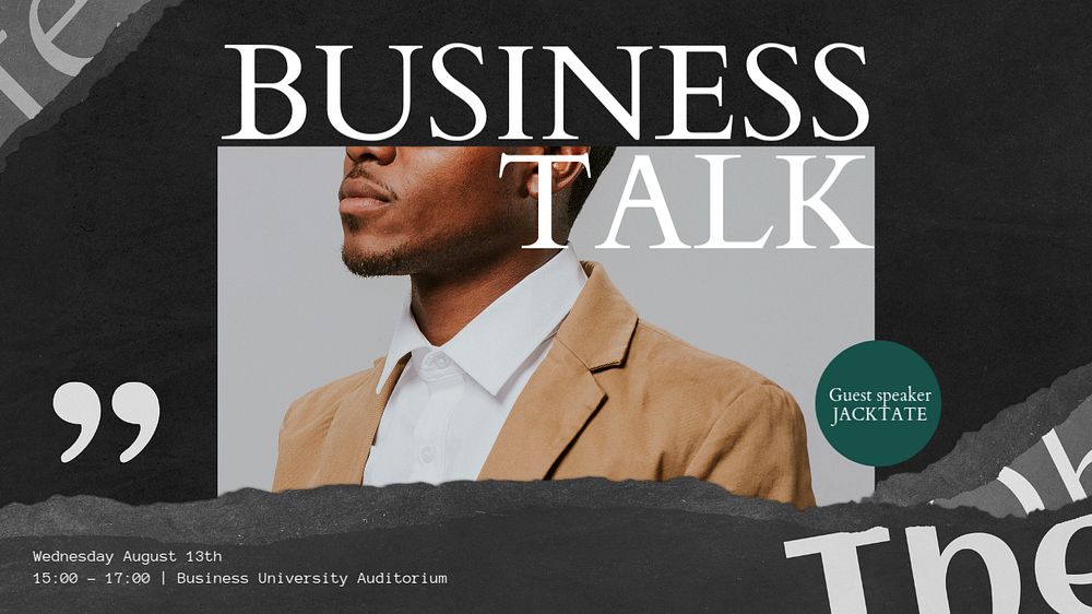 Business talk seminar blog banner template, editable text