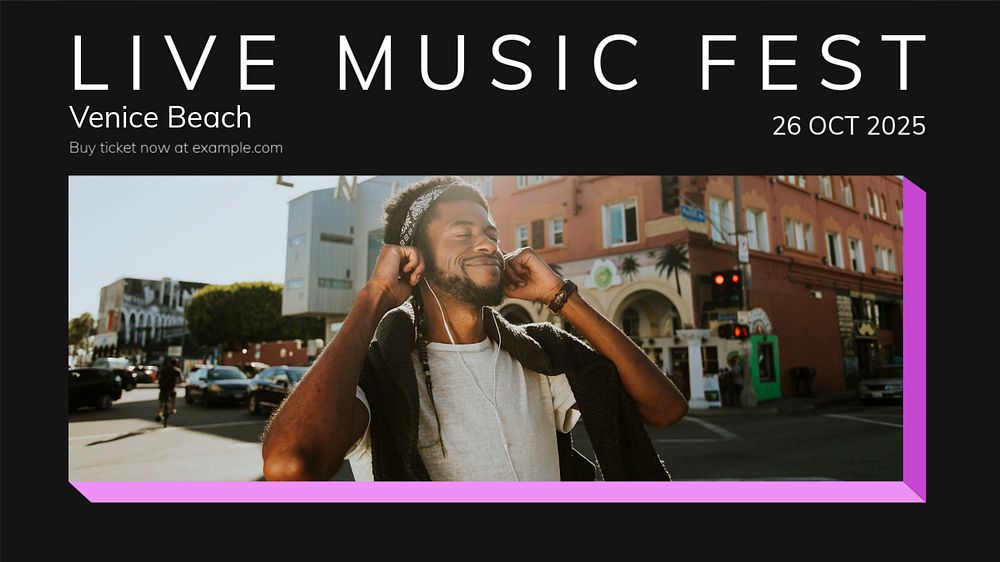 Live music festival blog banner template, editable design