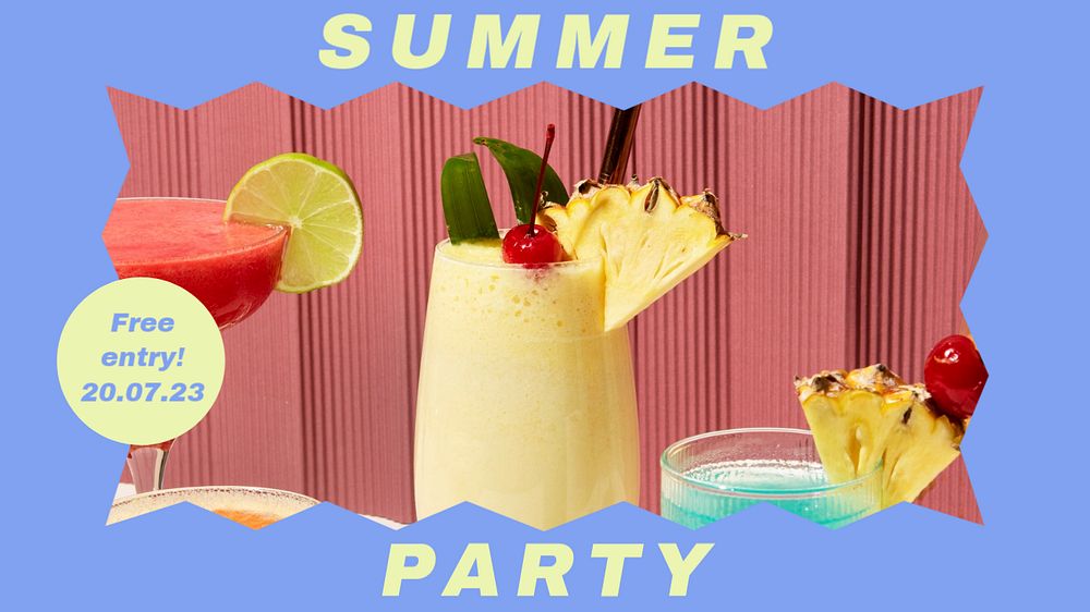 Summer party blog banner template, editable design