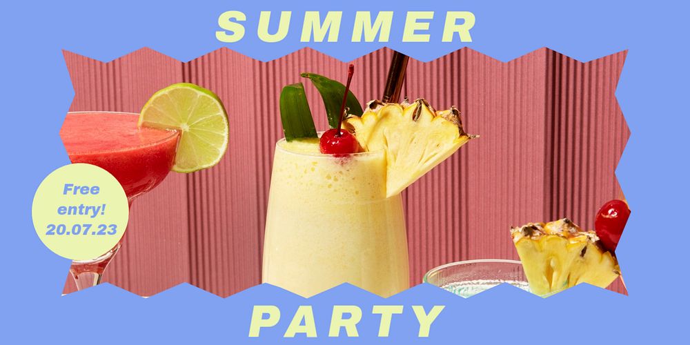 Summer party  Twitter ad template, editable text