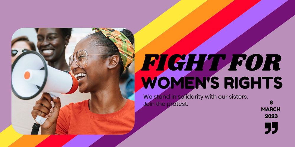 Woman's rights  Twitter ad template, editable text