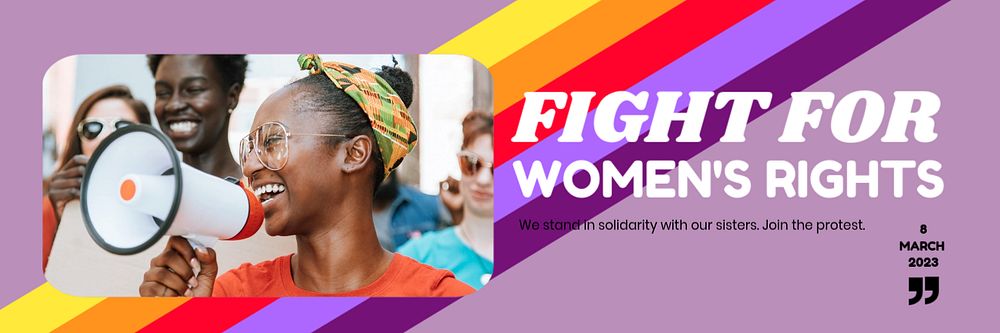 Woman's rights  Twitter header template, editable text