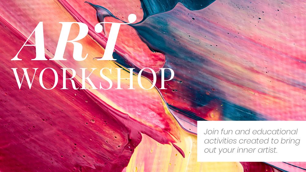 Art workshop blog banner template, acrylic paint, editable text