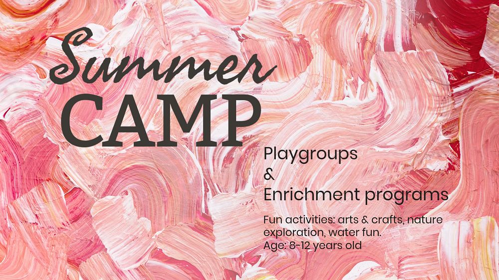 Summer camp blog banner template, acrylic paint, editable text