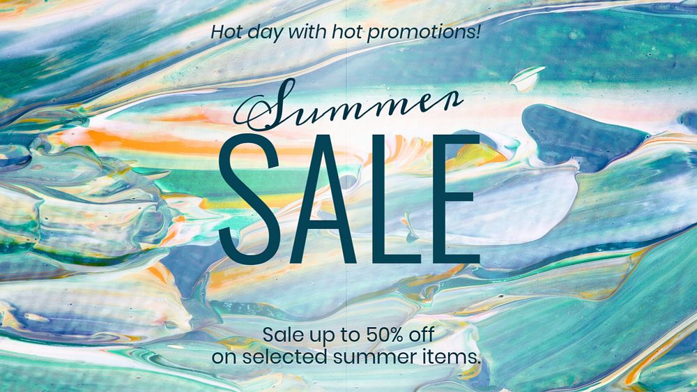 Summer sale blog banner template, acrylic paint, editable text