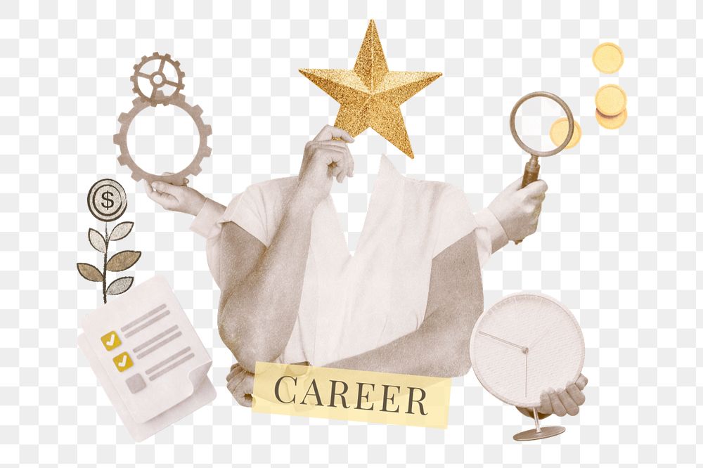 Career sticker, mixed media design with editable word