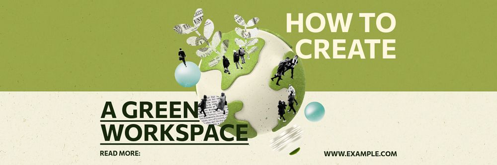 Green business workspace Twitter header template, editable design