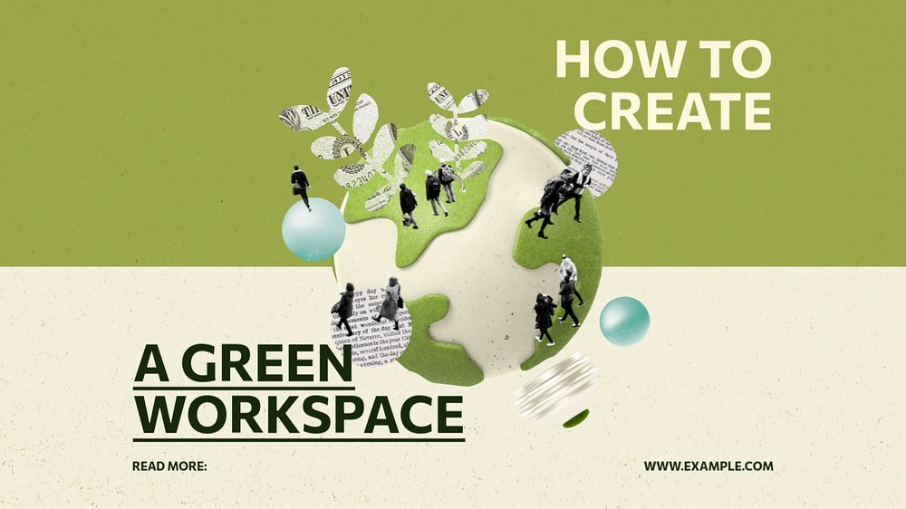 Green business workspace editable presentation slide template 