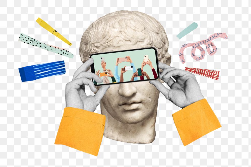 Vintage Greek statue sticker, editable social media collage element remix