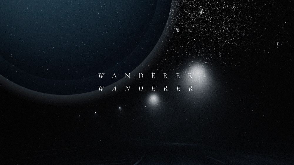 Space wanderer desktop wallpaper template, editable text with outer space design