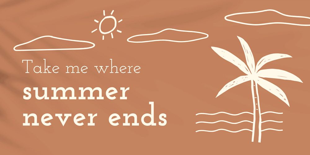 Summer doodle Twitter post template, editable design