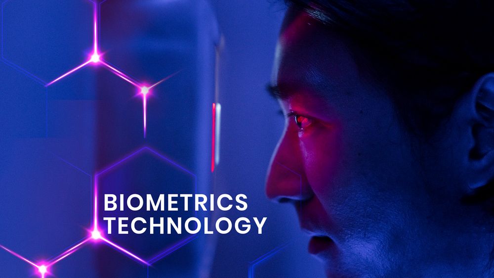 Biometric technology blog banner template, editable iris recognition design