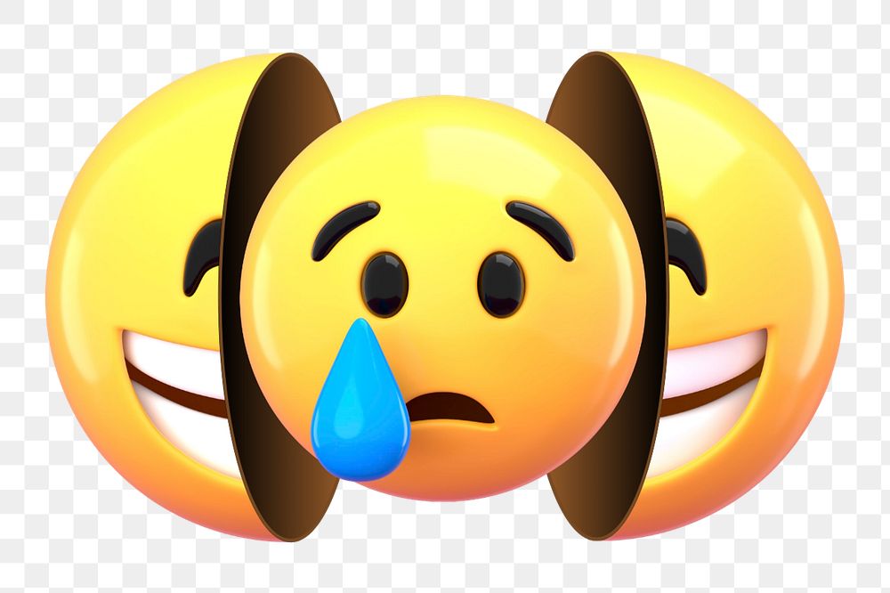 Sad inside emoticon, 3D emoji