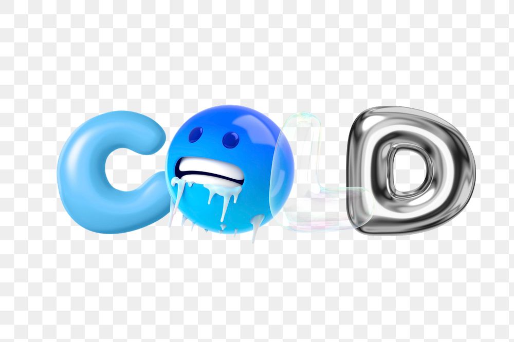 Cold word, 3D emoticon typography