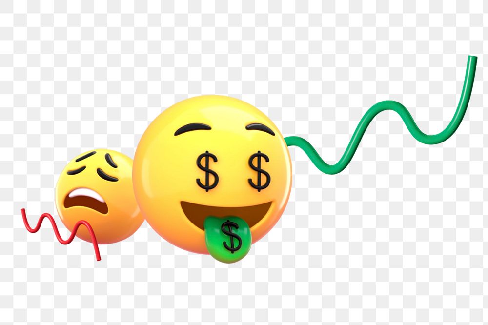 Money-mouth face emoticon, 3D business profit graphic, editable design