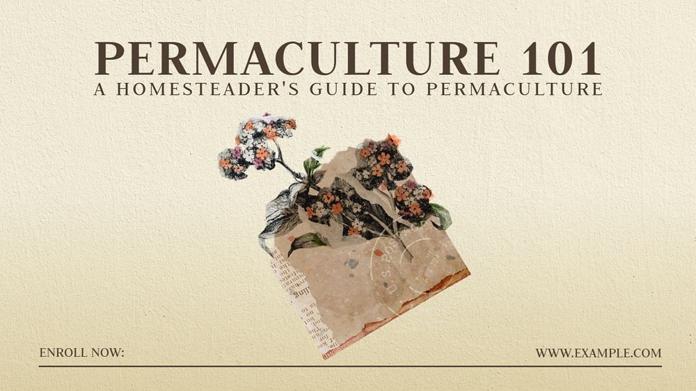 Permaculture guide desktop wallpaper template, editable design