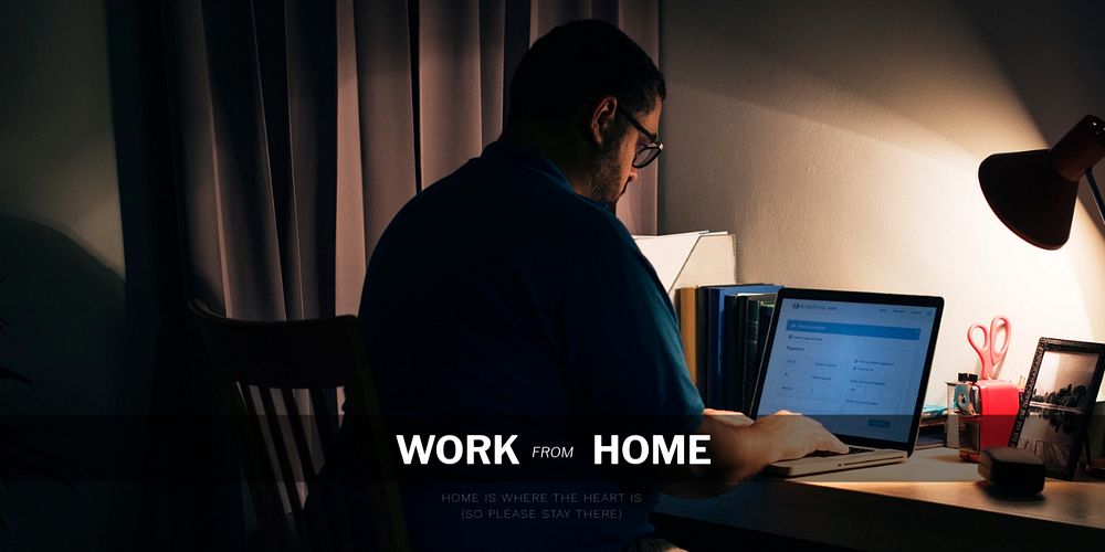 WFH man Twitter ad template, editable design