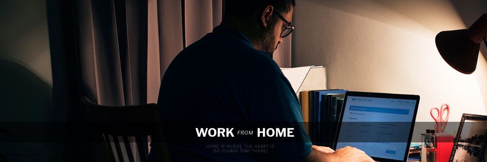 WFH man email header template, editable design