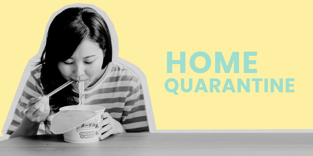 Home quarantine Twitter ad template, editable design