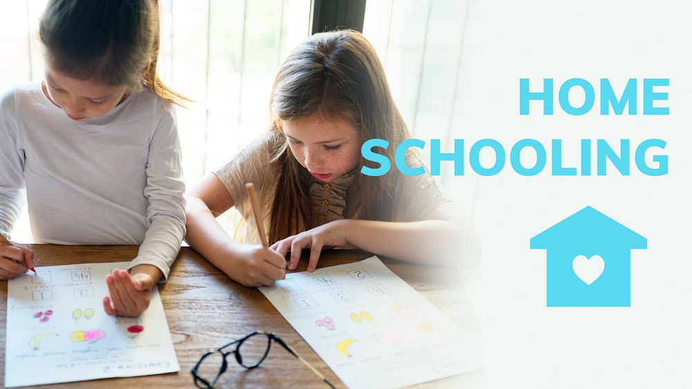 Home schooling YouTube thumbnail template, editable design