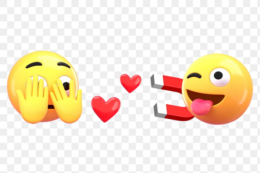 3D love emoticon sticker, opposite attract