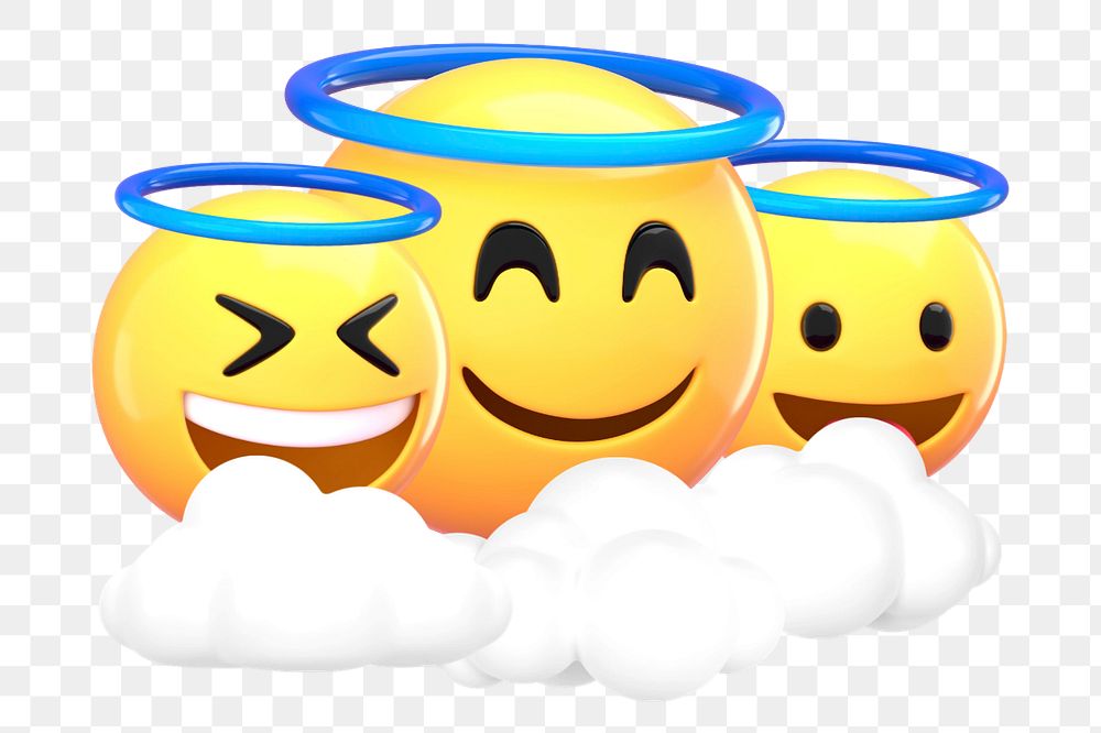 Halo emoji sticker, 3D angel emoticon