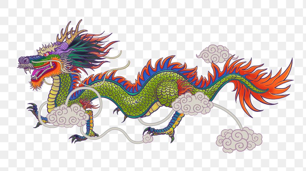 Chinese dragon, traditional animal illustration, editable design