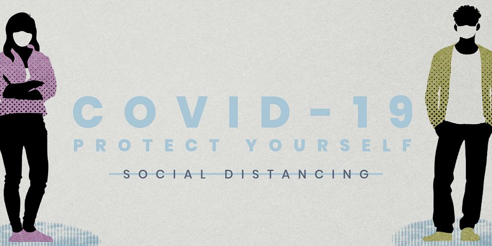 Social distancing Twitter post template, editable design