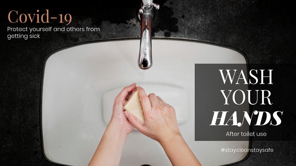 Wash hands YouTube thumbnail template, editable design