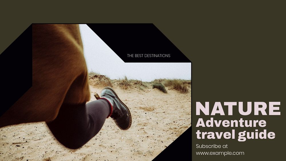 Nature travel blog banner template, editable text & design