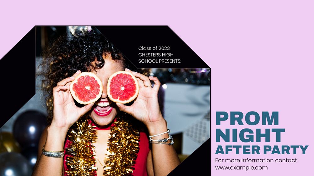 Prom night blog banner template, editable text & design