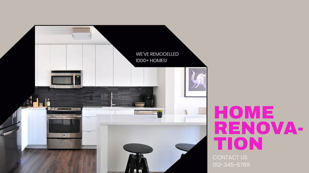 Home renovation service blog banner template, editable text & design