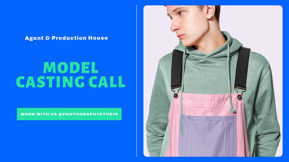 Model casting call blog banner template, editable text & design