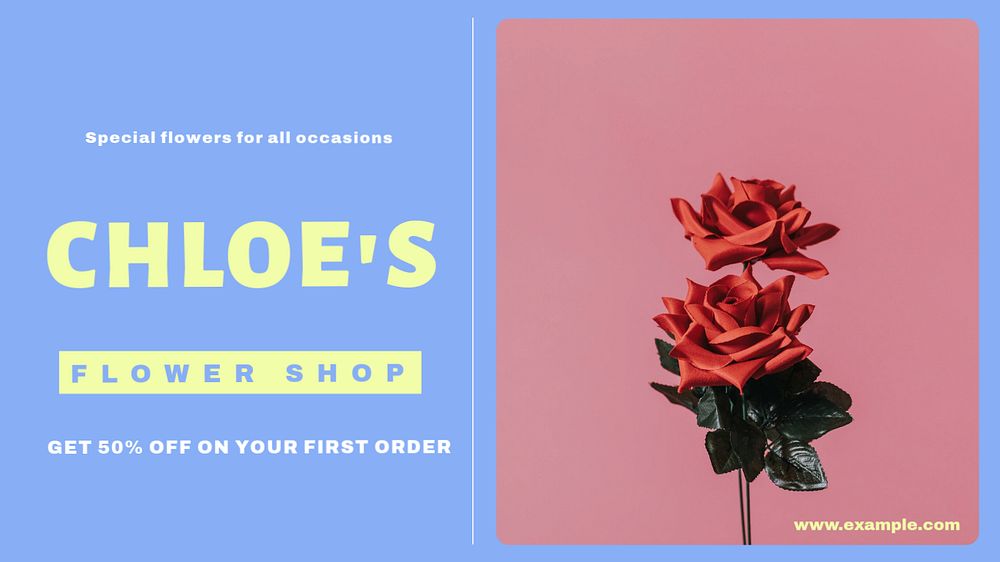 Flower shop blog banner template, editable text & design